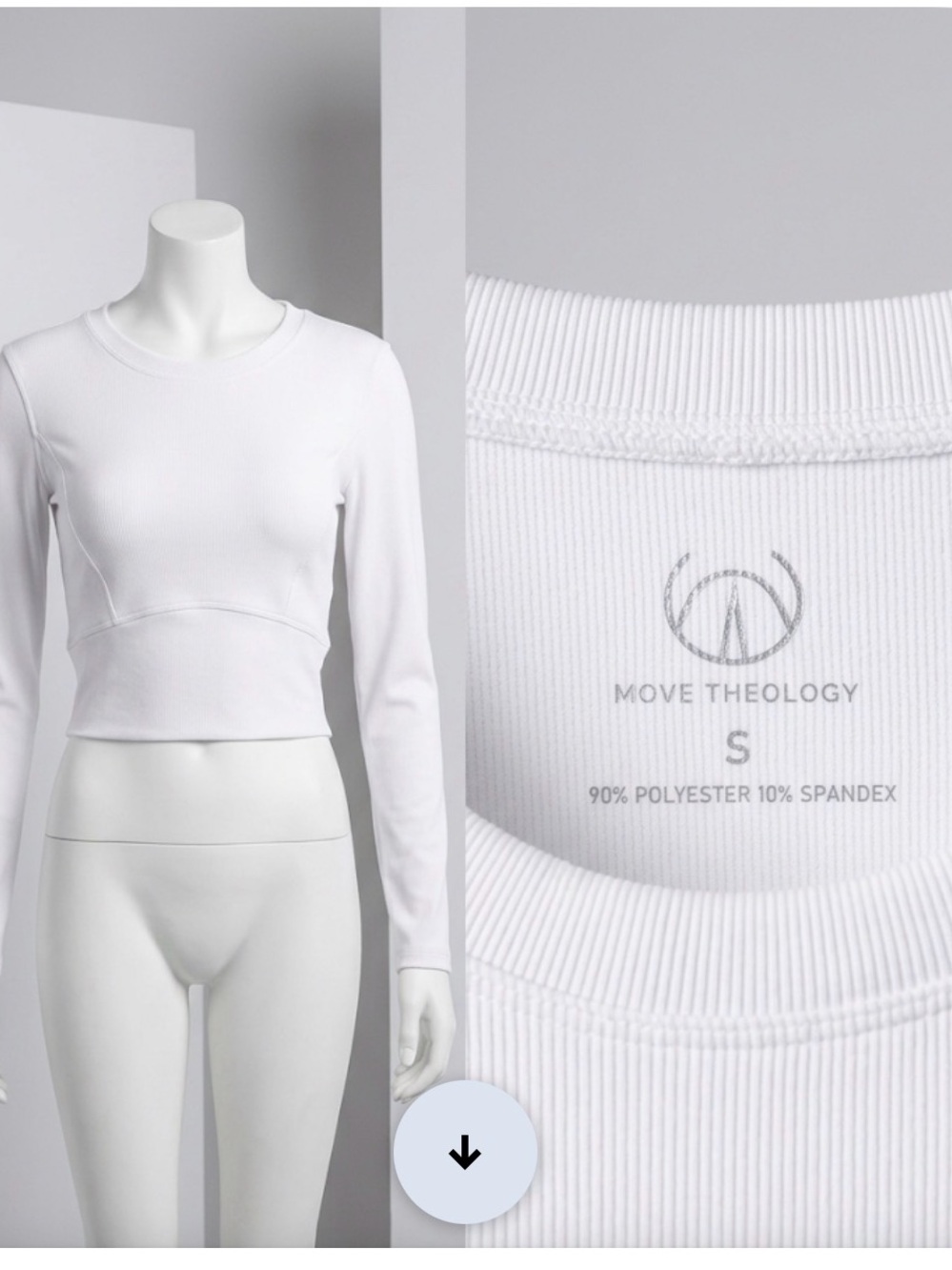 Move Theology Women's White Ribbed Long-Sleeve Crop Top